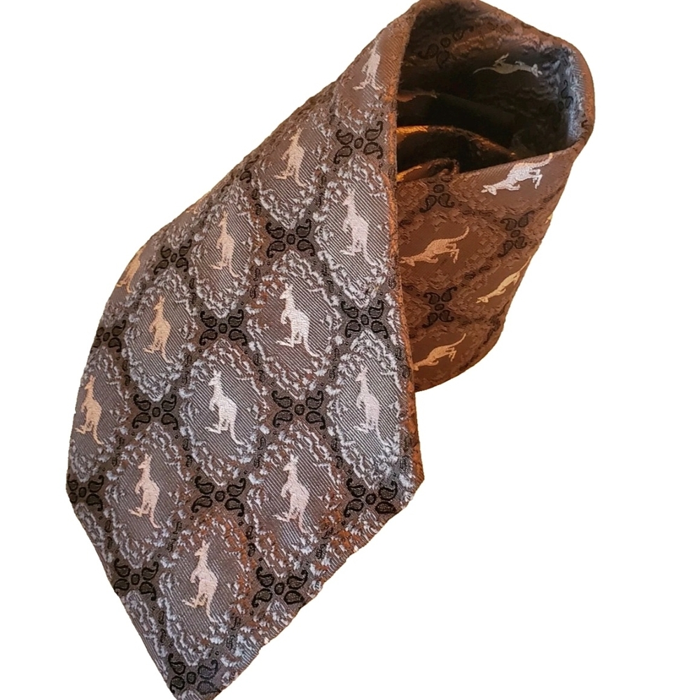 80s Australian Kangaroo Neck Tie Wallaby Animal